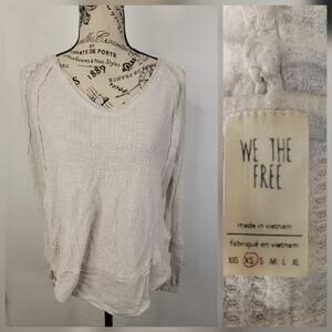 Free People Sz XS Tunic Thermal Top Waffle Knit Ivory Oversized